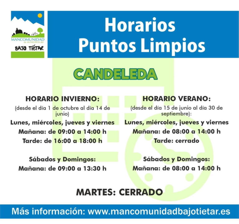Horario punto limpio candeleda